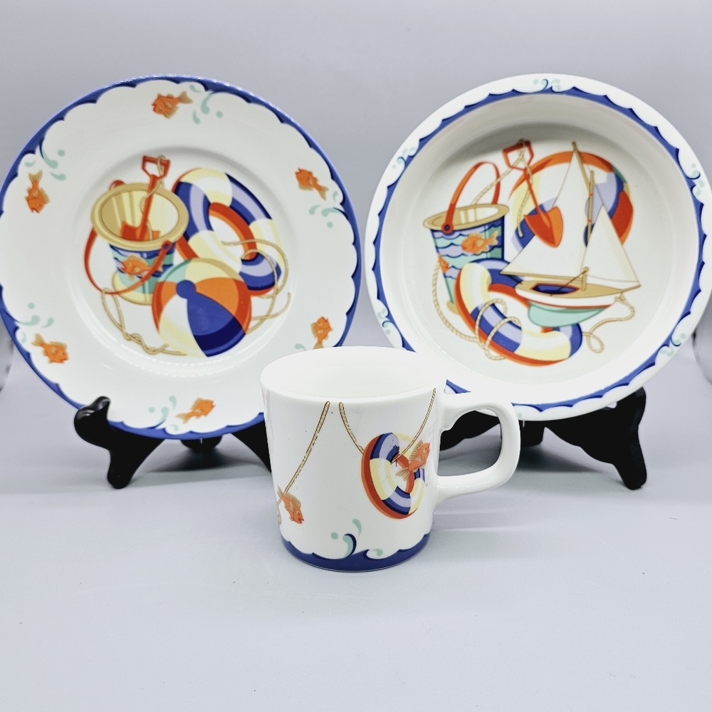 Vintage Tiffany & Co Tiffany Seashore Child's 3 pc. Dish Set